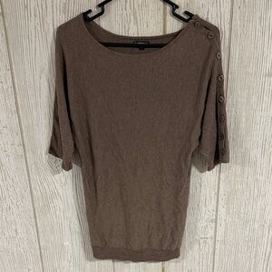 Express Taupe Button-Accent Top